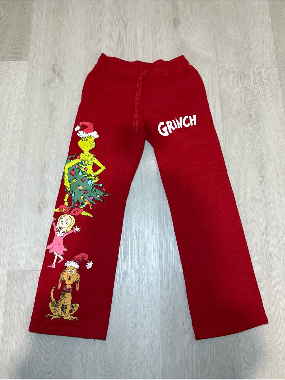 Grinch Holiday Wide Leg Pants - Red